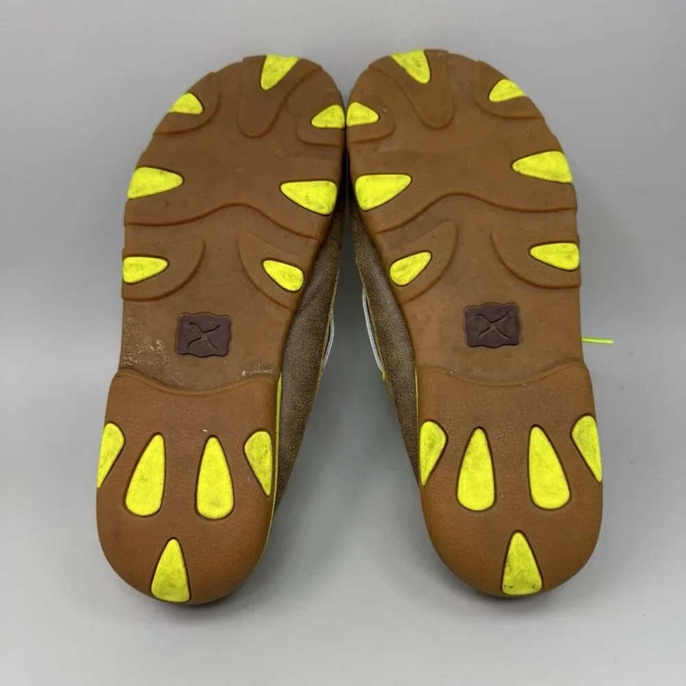 Twisted X Ladies Bomber Neon Yellow Driving Mocs Boat Shoes WDM0010 Size 9.5M